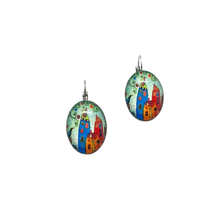 earrings steel silver oval small town2